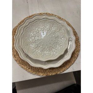 Round Woven Placemats Set of 6, Natural Water Hyacinth Place mats, 13.5"Rattan